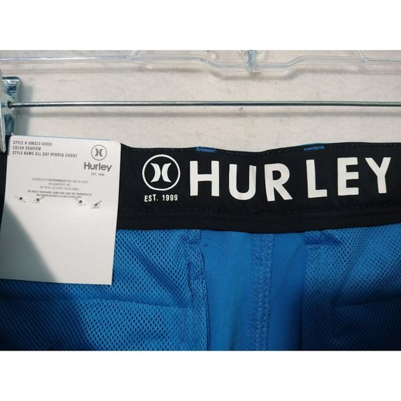 Hurley All Day Hybrid Quick Dry 4 Way Stretch Reflective Short Blue Size 32 - Picture 9 of 12